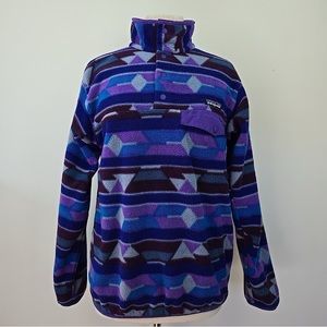 Patagonia Synchilla Fleece Purple Geometric Snap Pullover Women's M 25455 '14